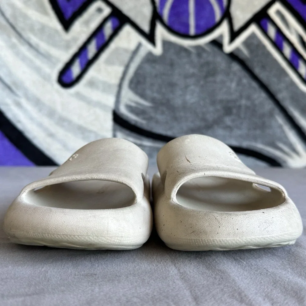 Size 7b - Tory Burch Women's Beige Shower Slide Sandals Slip-On Pool Logo Shoes